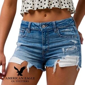 American Eagle Vintage Hi-Rise Denim Jean Destroyed Shorts Girls Womens 0 (XS)
